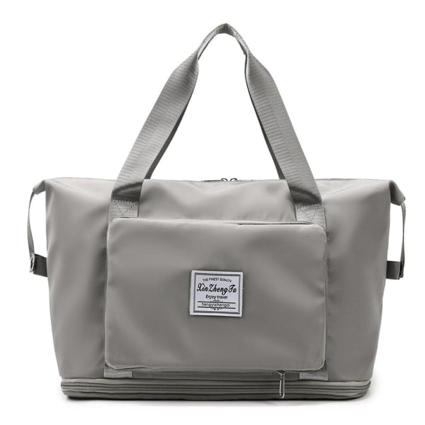 Kvinnliga hopfällbara väskor Vattentät tygväska Duffelväska Handväska Stor kapacitet Rese（grå）