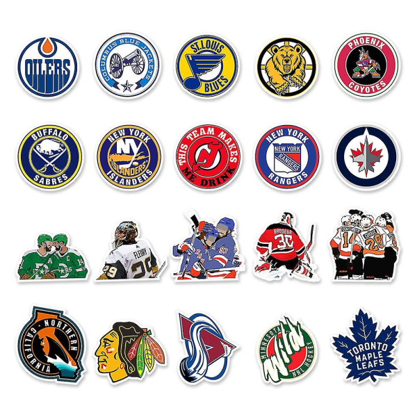 50-pack Hockey Team Fan Logo Sticker Series Waterproof Stickers