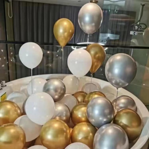 Baby Shower Fødselsdagsfest Dekoration Bryllupsdekoration 50 stk Farverige metalliske latex balloner（sæt17）