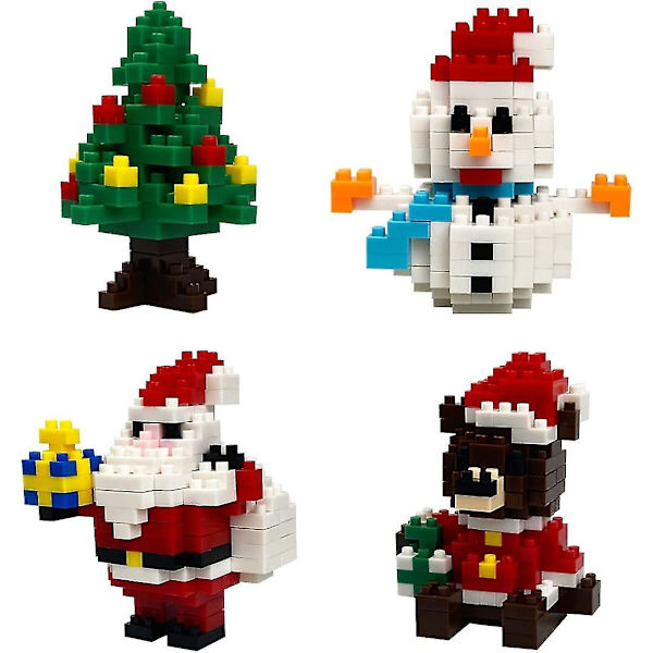 4 st julbyggklossleksaker för barn, pojkar, flickor, tonåringar, julklappssaker