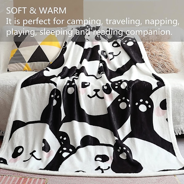Panda Filt Sherpa Fleece Filt Tecknad Panda Mönster Lättviktig Filt För Säng Soffa Resor Barn Tonåringar Födelsedagspresenter (127 cm X 152 cm) (panda 7)