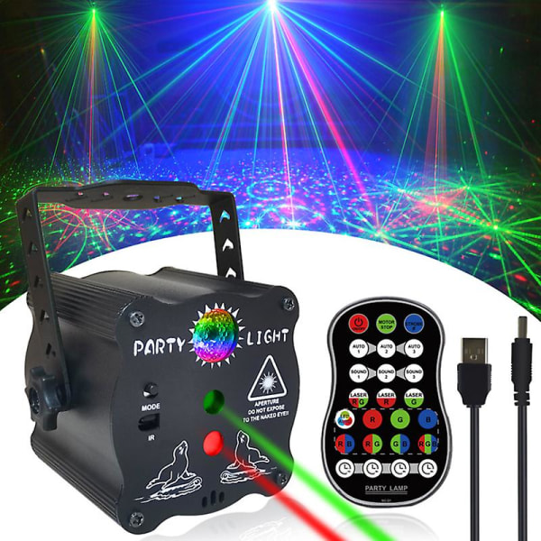 Usb Laser Light Scene Fest Lys Lydkontrol Projektor Fjernbetjening Julegave Karaoke Ktv（USB plugin）