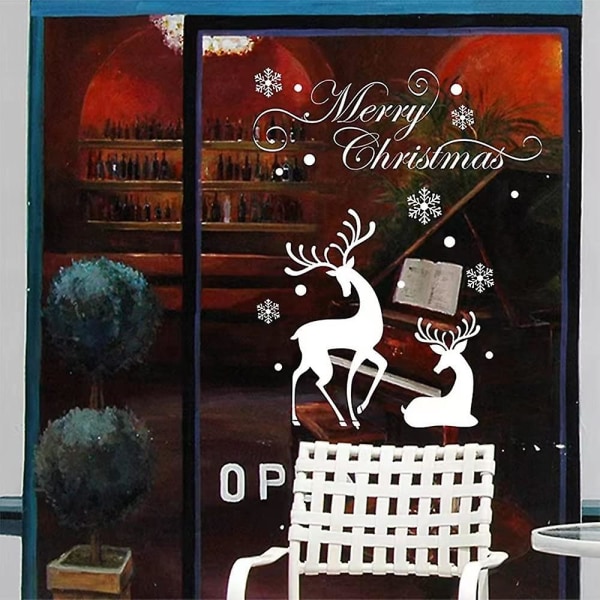 Julevindu klistremerker snøfnugg vindu klistremer julenissen reinsdyr klistremerker klistremer god jul vindu klistremer for innendørs vinterdekorat