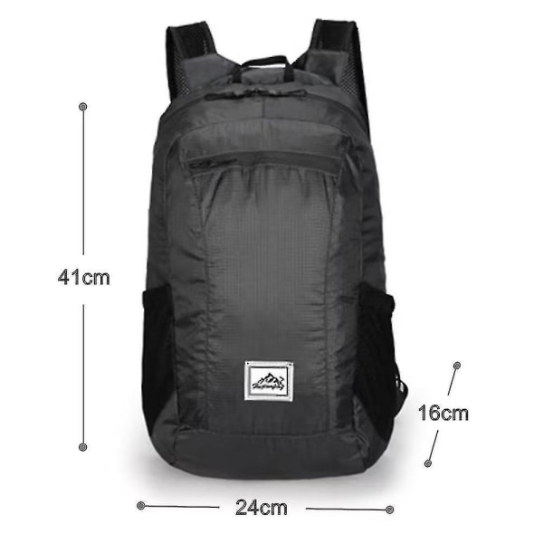 Vandringsryggsäck Lätt packbar ryggsäck för utomhusresor Camping Svart