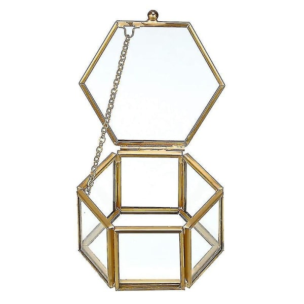 Vintage smykkeskrin i glas Golden Geometrisk smykkedisplay (lille)