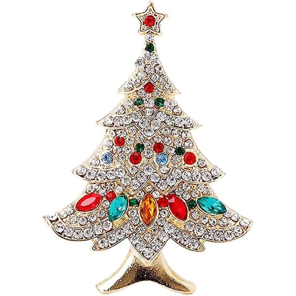 Wabjtam Vintage farvet juletræ Rhinestone Broche Pin Bryllupsfest smykker