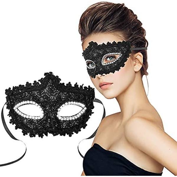 Lady Luck Venetians Mask för Män, Halloweenfest Maskerad Venetians Mask i Spets