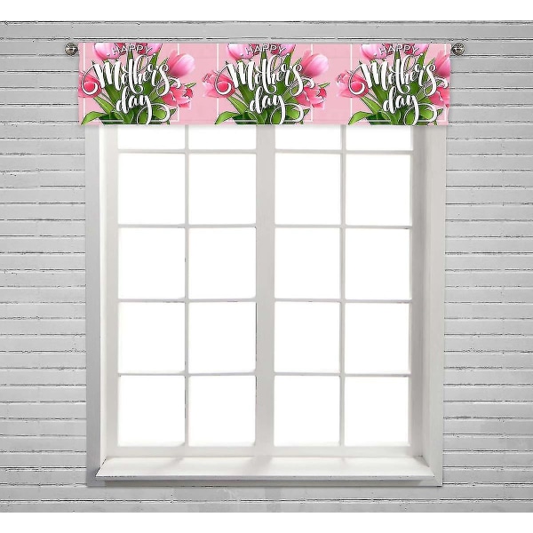 Gratulerer med morsdagen Bokstaver Blomstrende Tulipan Blomster Vindu Gardin Valance Stang Lomme 30x130 Cm Xinmu