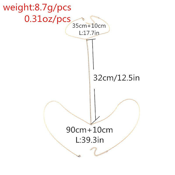 Wabjtam Rhinestone Body Chain Bra Crystal Bikini Body Jewelry Halskjede Bikini Sexy Chains For Women And Girls (gull)