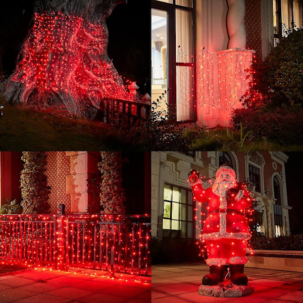 Julnätlampor Utomhus Juldekorationer Ljus 144LED 2Mx2M, Anslutbara Utomhus Inomhus Fairy Mesh Net Ljus för Julfest, Trädgård, Pa