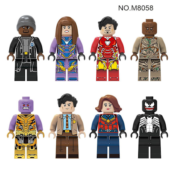 Påse med minifigurer, barnens byggklossar, tillbehör, leksaker, allians, spindelgåva för hjältar (påse, M8058)