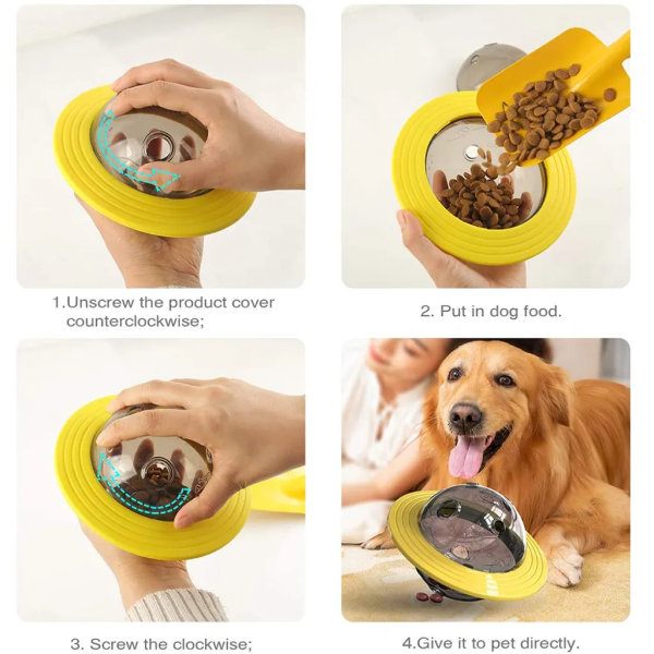 Pedagogisk hundmatare - interaktiva hundleksaker gul