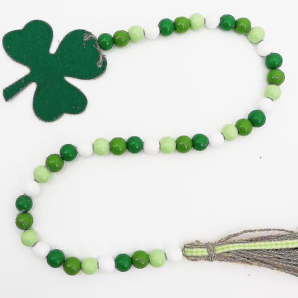 2 st. Patrick's Day-prydnader av träpärlor med tofsar, boho-inredning