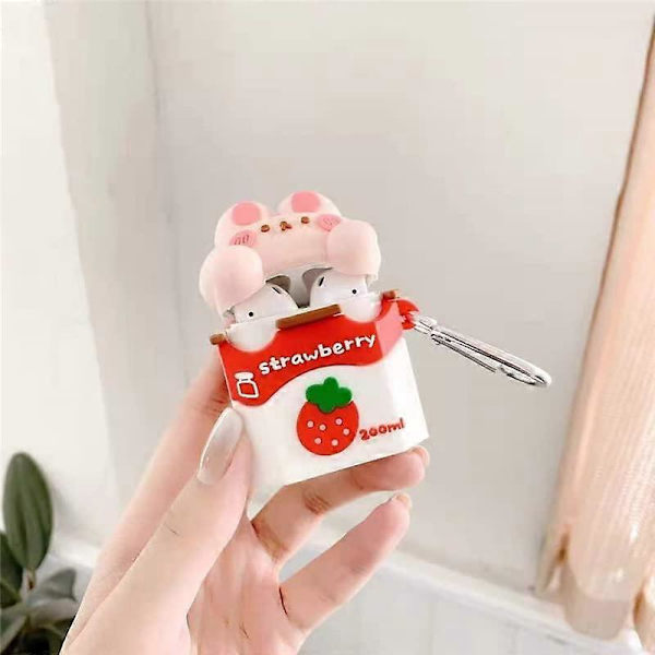 Ultra Tjockt Mjukt Silikonfodral med Nyckelring för Apple AirPod 3D Cartoon Djur Söt Söt Kawaii Bedårande Barn Flickor Kvinnor Pojkar (för AirPods 1:a / 2:a
