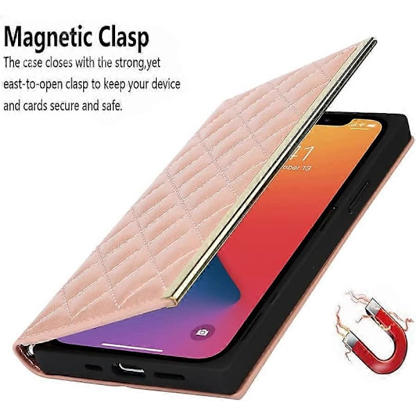 Plånboksfodral Kompatibelt med iPhone 12 Pro Max, Väska Design med Smink Spegel, Plånbok Flip Kortfodral Omslag TPU Läderfodral med Lång Axelrem (R