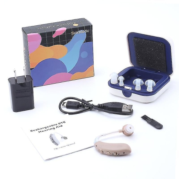 Oppladbart høreapparat Justerbar tone Bærbar døve digitalt høreapparat for eldre (blått)