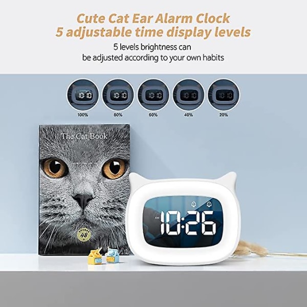 Barnväckarklocka nattlampa steglös avbländande digital klocka engelsk (vit) 115 * 93mm