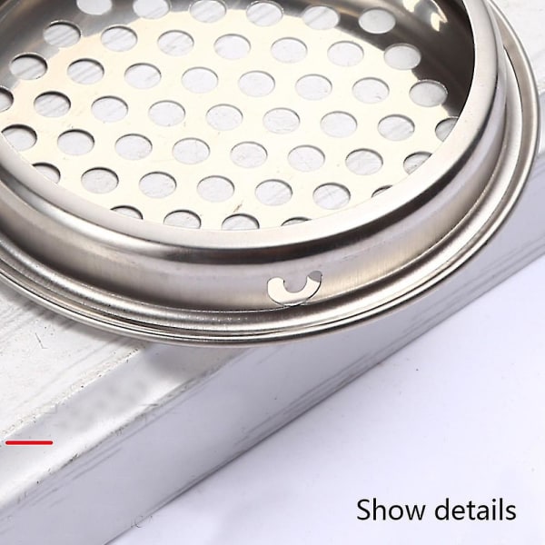 5 stk. Rustfrit stål luftventil lamel, sølv rundt mesh hul Soffit ventilation til køkken, badeværelse, skab（19mm）