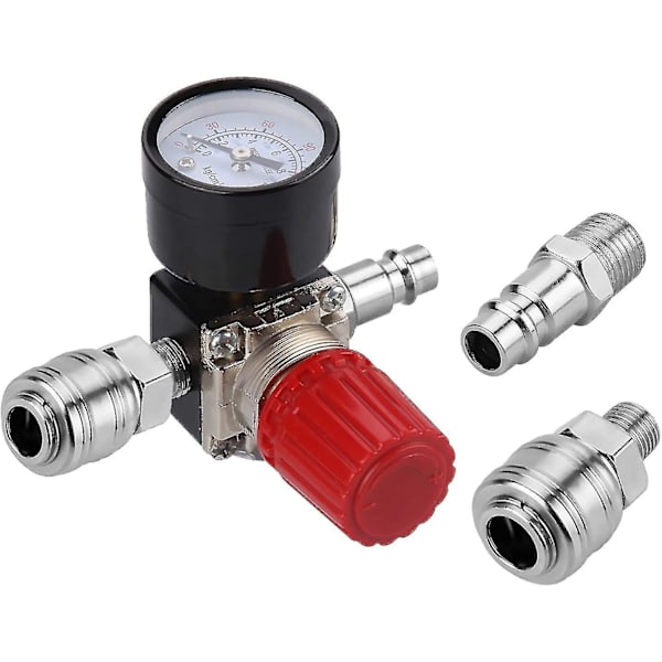 Lufttrykkregulator Treveisventil 175psi 12bar 1/4 Tommers Lufttrykkmåler Regulator For Kompressor (ny 3 Veisventil)