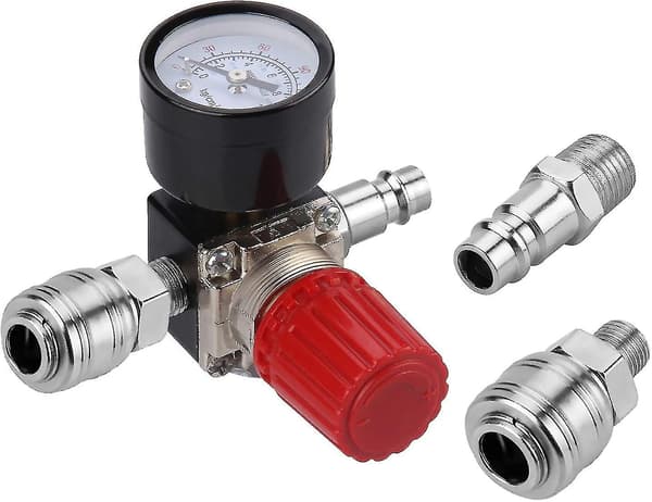 Tryckregulator Trevägsventil 175psi 12bar 1/4 Tums Lufttrycksmätare Regulator För Kompressor (ny 3-vägsventil)