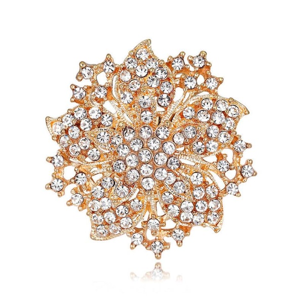 Women's Clear Austrian Crystal Elegant Flower Wedding Corsage Brooch Pin for Bride Bridesmaid