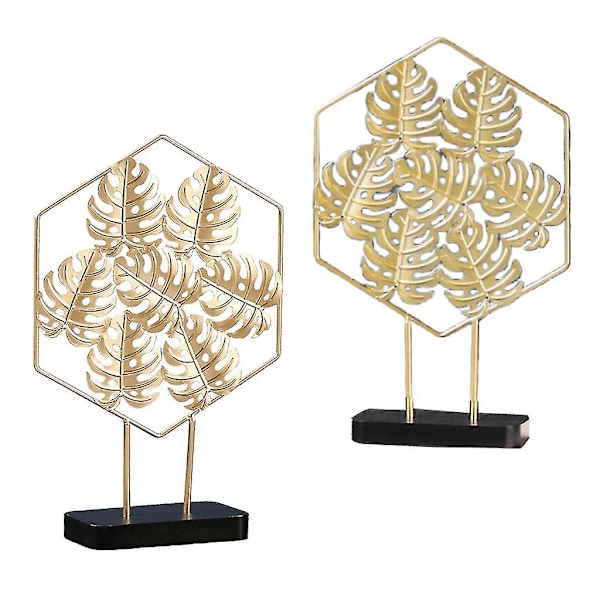 2-pack Nordisk stil lyxiga guldmetallprydnader bladmönster sköldpadds blad