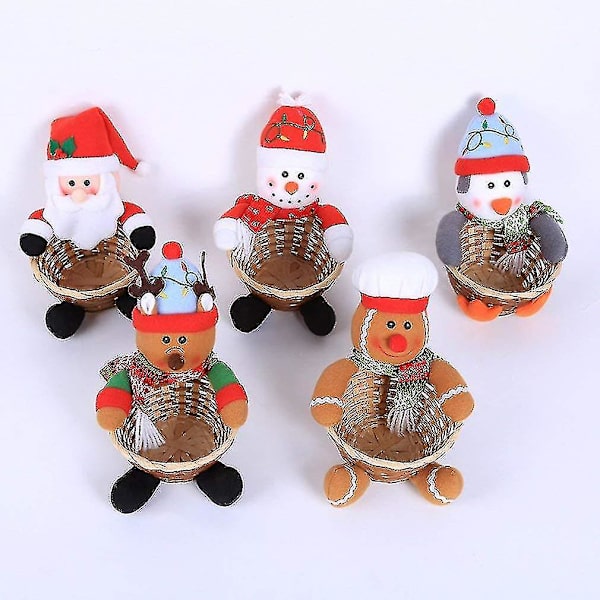 Julgodisförvaringskorg Jultomte Snögubbe Godis Bambuskorg Julgåvor Hemfest Dekoration (YX1903C)