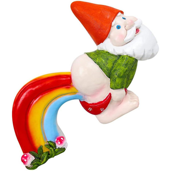 Presentprydnad Trädgård Regnbåge Tomte Staty Skulptur: Resin Tomte Figur Jul Trädgård Tomte Dekoration För Patio Yard Gräsmatta Veranda Prydnad Jultomte Prydnad