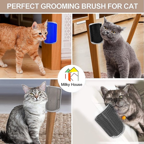 Cat Self Groomer, Cat Brusher 4pack Cat Slicker Brush Oppgradert Cats Grooming Brush Tool Alt-i-ett, Vegghjørne Scratcher Trimmer Massasjekammer Mykere