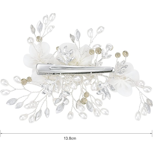 Brud Smycken Blomster Hårkammar Klämma För Kvinnors Bröllop Tillbehör (silver)