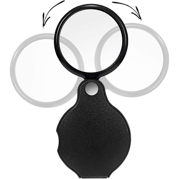 10X Mini Förstoringsglas Vikbart Fickförstoringsglas Bigeye Glas Loupe med Svart Roterande Skyddande Fodral för Läsning av Tidning, Bok, Tidskrift, Sc