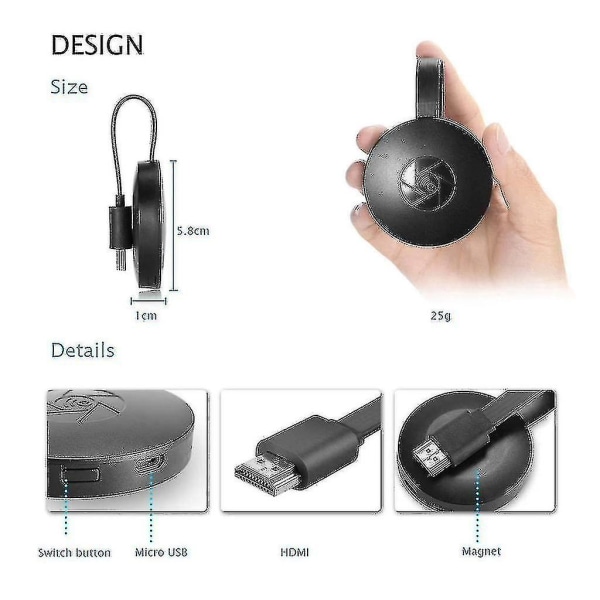 Trådløs Wifi Display Dongle HDMI, Wifi Trådløs Mini Skjermdeling Display Mottaker 10