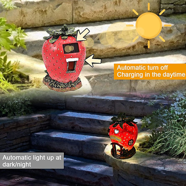 Solcellsbelyst LED-dekoration för julgåva, Fairy House i Resin