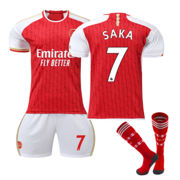 23-24 Arsenal Home Kids Football Shirt Kit - tröja nr 7 Saka #28