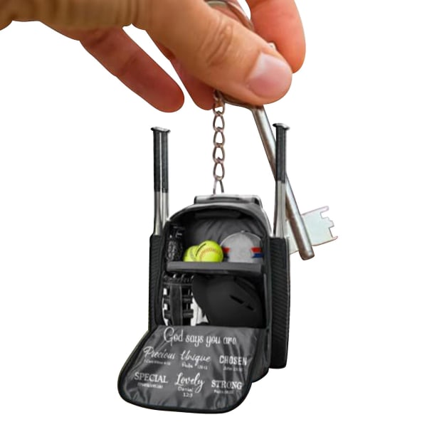 Reppu avaimenperä Softball koristeellinen baseball-laukku avaimenperä, lahjat joukkuetovereille Poikaystävä Poika softball-pelaajille (musta)