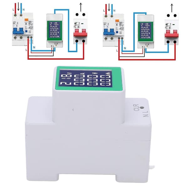 Pzem-008 LCD Digital Display Amperemeter Voltmeter Multifunktionel Skinnemontering Wattmeter Display Spænding/strøm/effekt/elektricitet Ac 50-300v