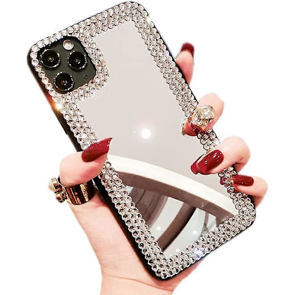 iPhone 11 Skal 3D Glitter Sparkle Bling Spegel Lyxig Glansig Kristall Rhinestone Diamant Bumper Transparent Skyddande Skal Cover för Kvinnor för iPhon