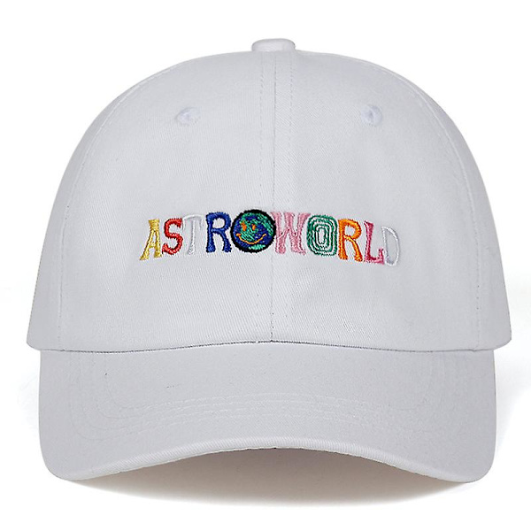 ASTROWORLD broderad basebollkeps rappare Travis Scott album mjuk topp keps ASTROWORLD Vit