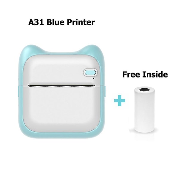 Mini Pocket Student Thermal Printer For utskrift av tekst og fotoetiketter Bærbar Feiltittelskriver（blå）