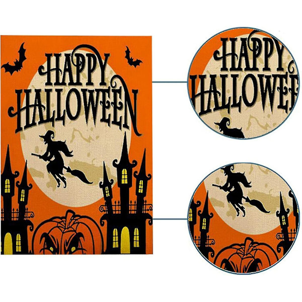 Welltobuy 17,72 x 11,81 tum dubbelsidig Halloween utomhusflagga trädgårdsskylt flagga Halloween dekorationer höstflagga utomhusdekor Halloween trädgårdsflagga för