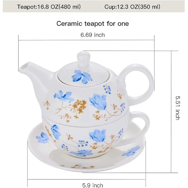 Porslin Te För En, Blommig Tekanna och Kopp Set, Orkidéer