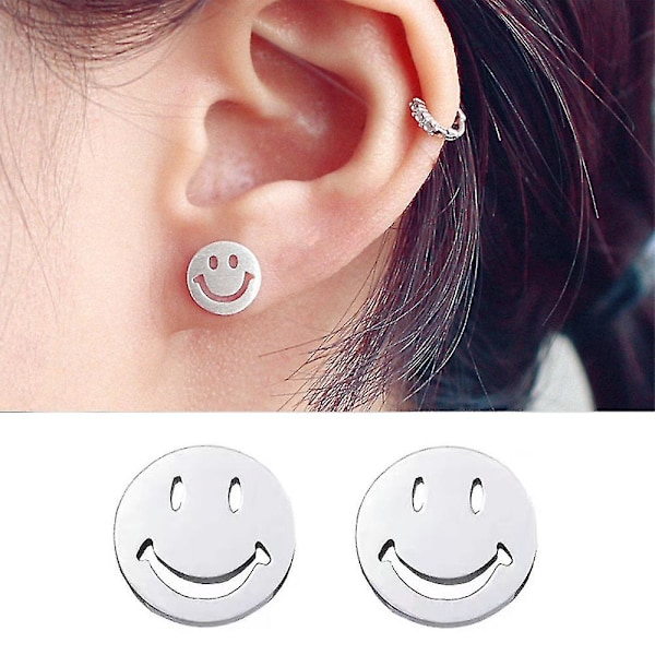 Smiley Mini Stud Earrings Kvinnor Flickor Öron Tillbehör Present