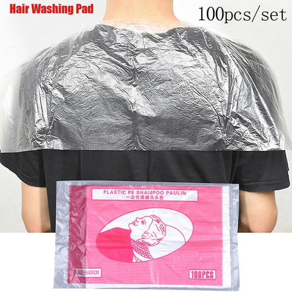 100 kpl/pakkaus läpinäkyvä kampaamo Kertakäyttöinen vedenpitävä hiustenpesutyyny hiustenpuhdistushuivi