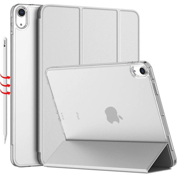 iPad Air 4 Fodral 2020 - iPad Air 4:e generation Fodral 10,9 tum Lätt Smalt Omslag Med Genomskinlig Frostad Hård Bakstycke [stöder Touch ID] (grå)