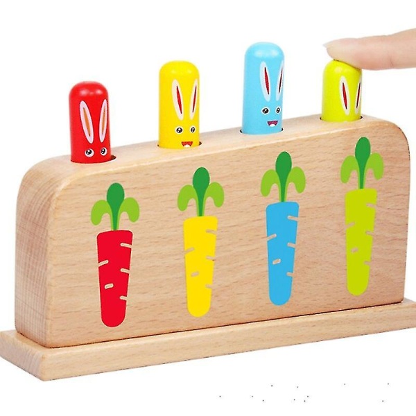 Pop Up-legetøj i træ til børn, tidligt pædagogisk legetøj til småbørn Babygave 1 stk