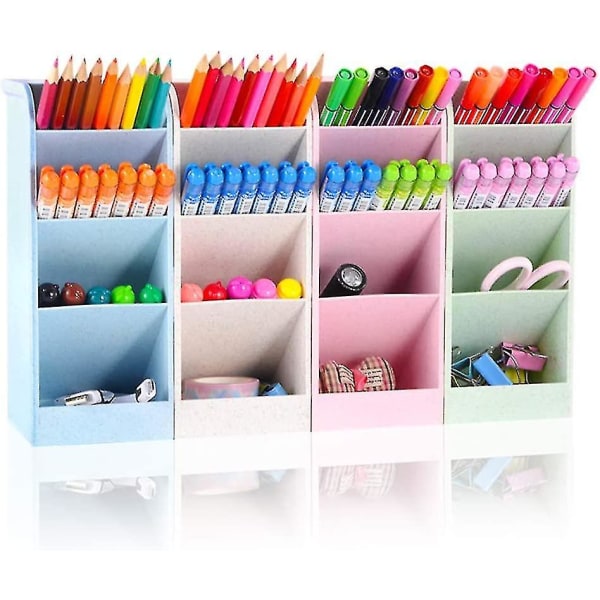 Penholderorganisering, 4 farver blyantbeholder og opbevaring, stor skrivebordsorganisering og tilbehør (4 farver stor)