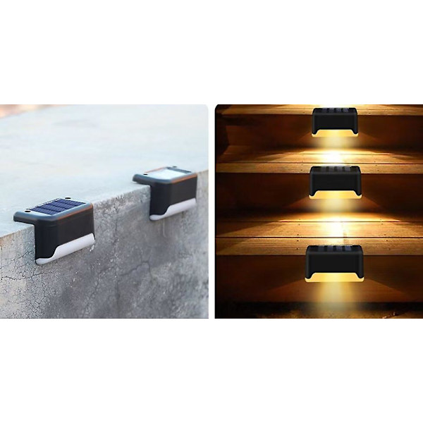 6 Pakke Solcelle Dekklys, Solcelle Dekk LED-lys for Utendørs, Vanntett Solcelle LED-lys for Dekk, Trinn, Rekkverk, Vegg, Terrasse, Hage, Trappe, Gård og
