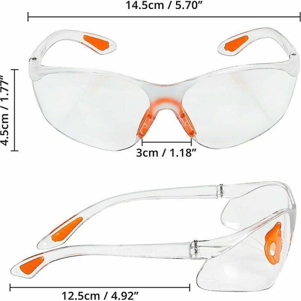 12-paknings klare vernebriller - vernebriller med plastlinse, nesebro og gummitappspisser kompatibelt Kompatibel - PPE Clear Glasses_Alek