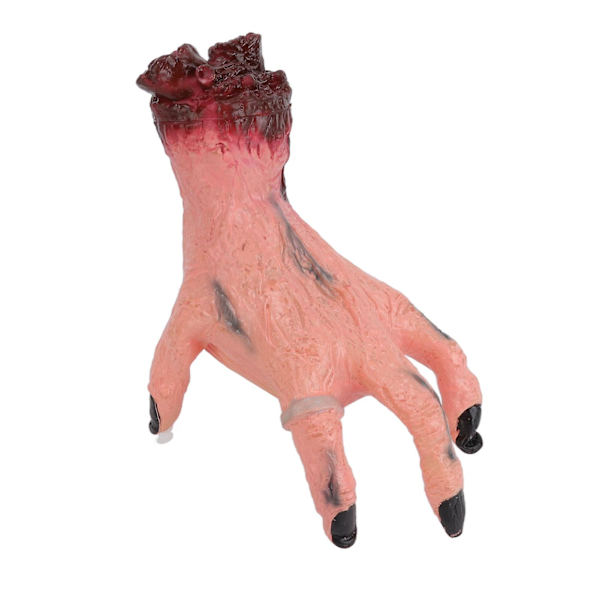Krypande hand Halloween automatisk krypning batteridriven naturtrogen ljusgul hudfärg läskig rörlig hand för kostymfest