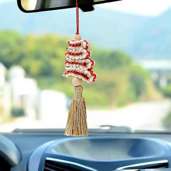Macrame Julgran - Mini Macrame - Handgjord - Juldekoration - Macrame Juldekoration för Fönster Vägg